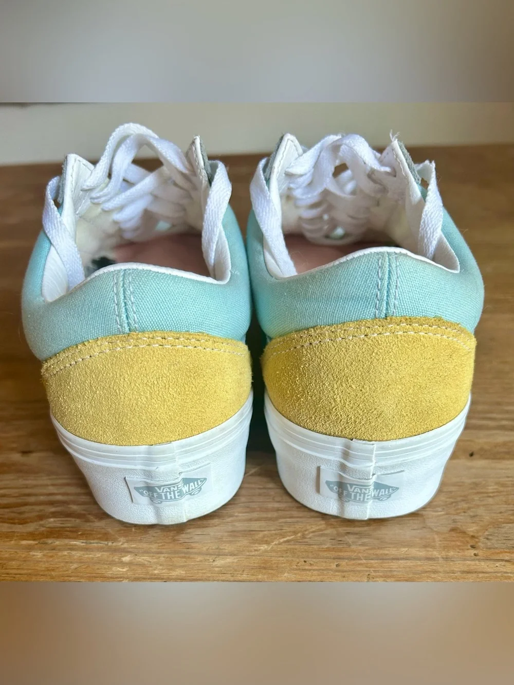 VANS Old Skool Platform Color Block Pastel Pink Yellow Blue Gray Women's 9